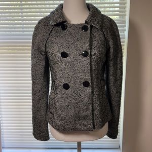 Banana Republic black and white tweed lined coat size 2